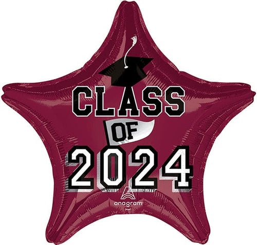 Class Of 2024 Maroon 19in  Metallic Balloon