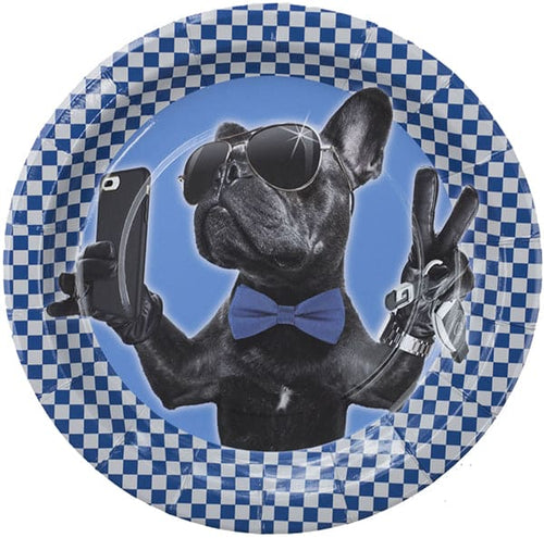 Cool Bulldog-Boy 16th 9in Round Dinner Paper Plates 8ct