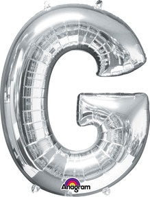 Letter G Silver 33in Metallic Balloon