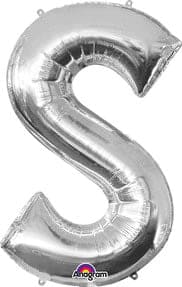 Letter S Silver 33in  Metallic Balloon