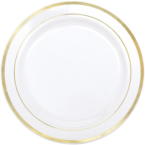 Gold Trim Premium 10 1/4in Round Plastic Plates 20ct