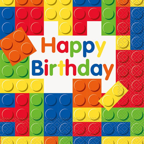 Building Blocks Birthday Luncheon Napkins 16 Ct