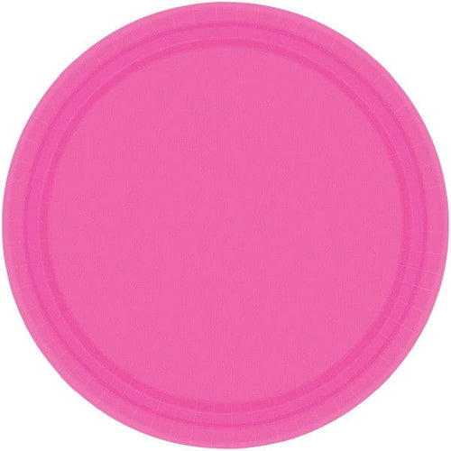Bright Pink 9in Round Dinner Paper Plates