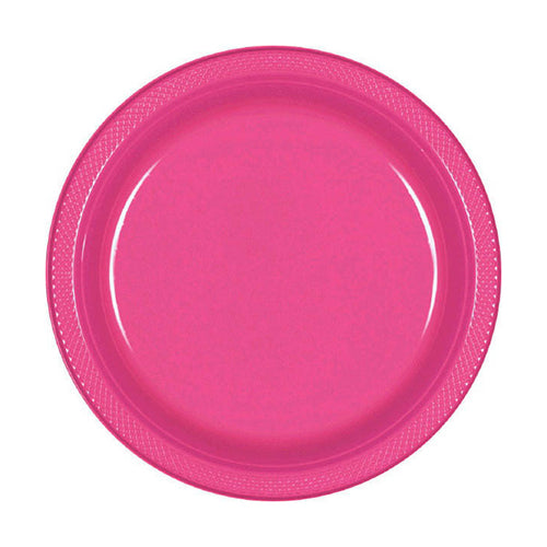 Bright Pink 7in Round Luncheon Plastic Plates
