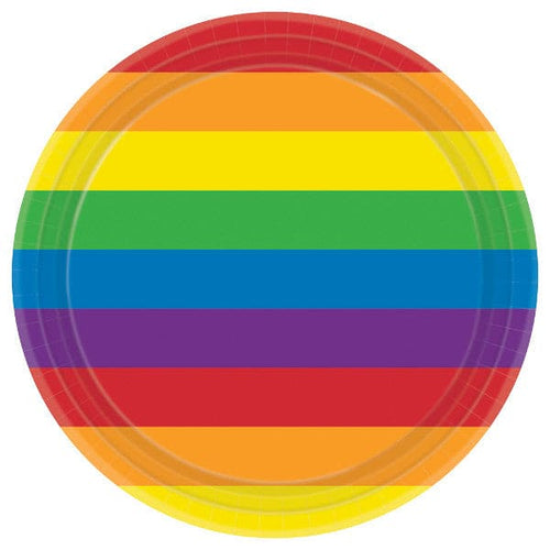 Rainbow 9in Round Dinner Paper Plates