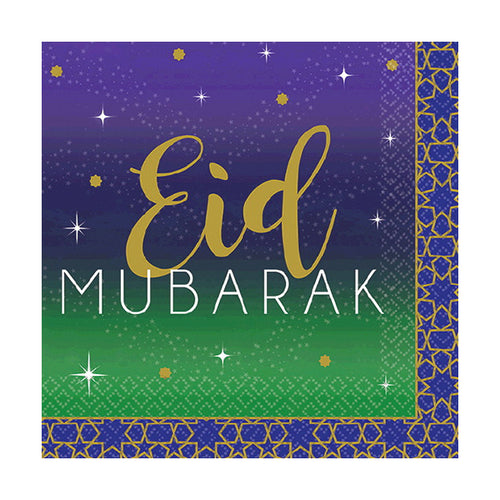 EID Ramadan Mubarek Beverage Napkins 16ct