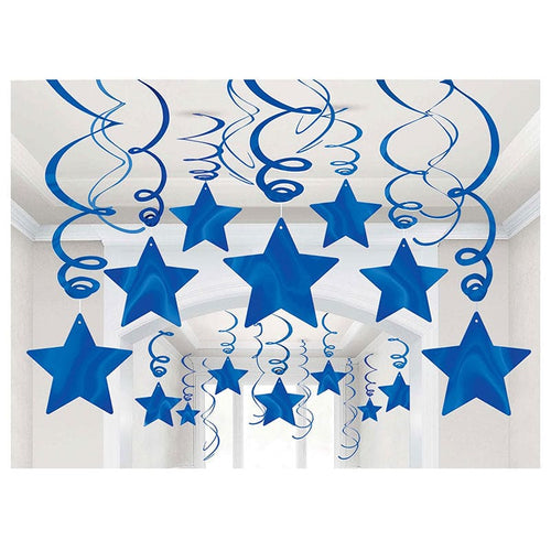 Foil Shooting Stars Mega Value Pack Swirls - Bright Royal Blue 30 Ct