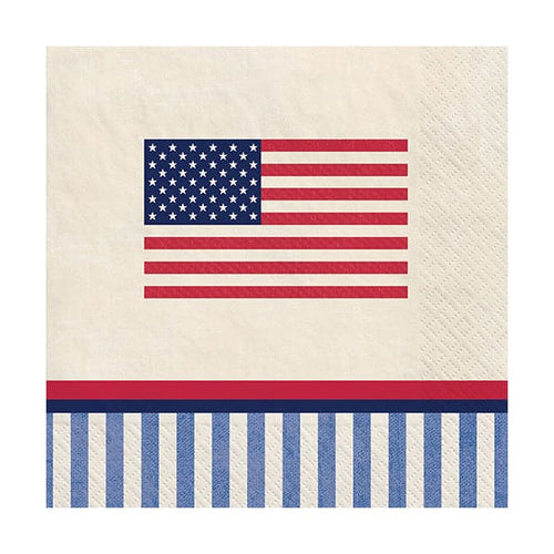 Americana Stripe Beverage Napkins 16ct