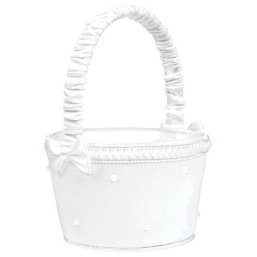 White Flower Girl Basket