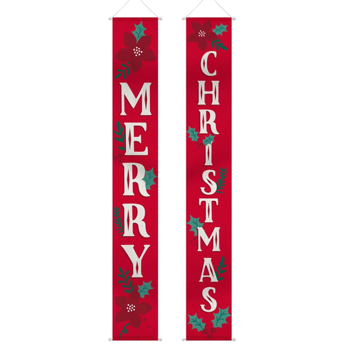 "Merry Christmas" Traditional Hanging Flags 2 ct.