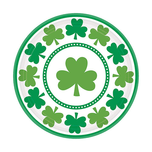 Lucky Shamrocks 7in Round Luncheon Paper Plates