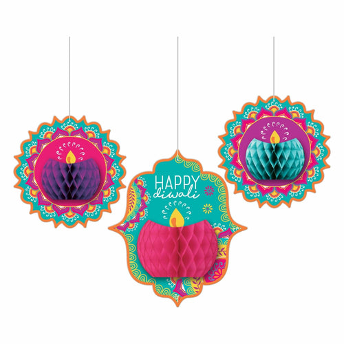 Diwali Honeycomb Hanging Decorations 3 Ct