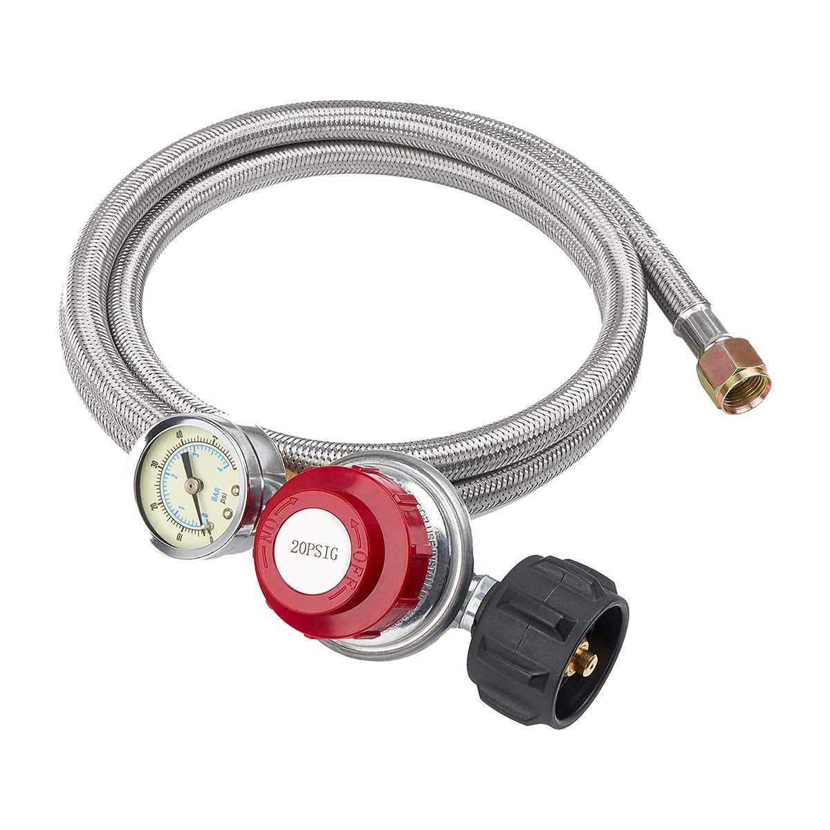 Solimeta Dual Propane Tank Connection, Propane Tank Y Splitter Adapter with  Gauge, Level Indicator, Gas Pressure Meter for RV Camper, Cylinder, BBQ