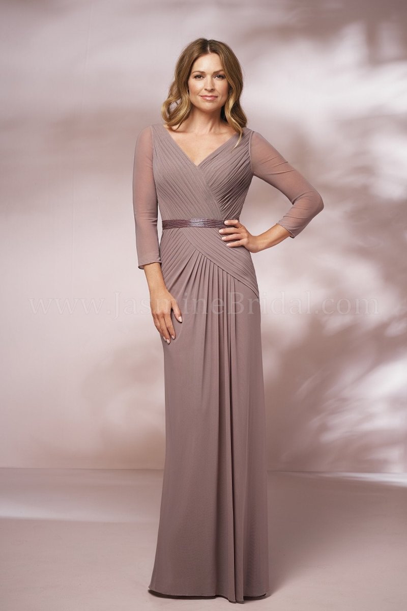 Long Sleeves Stretch Illusion Dress with V-Neckline - The Queen's Lace