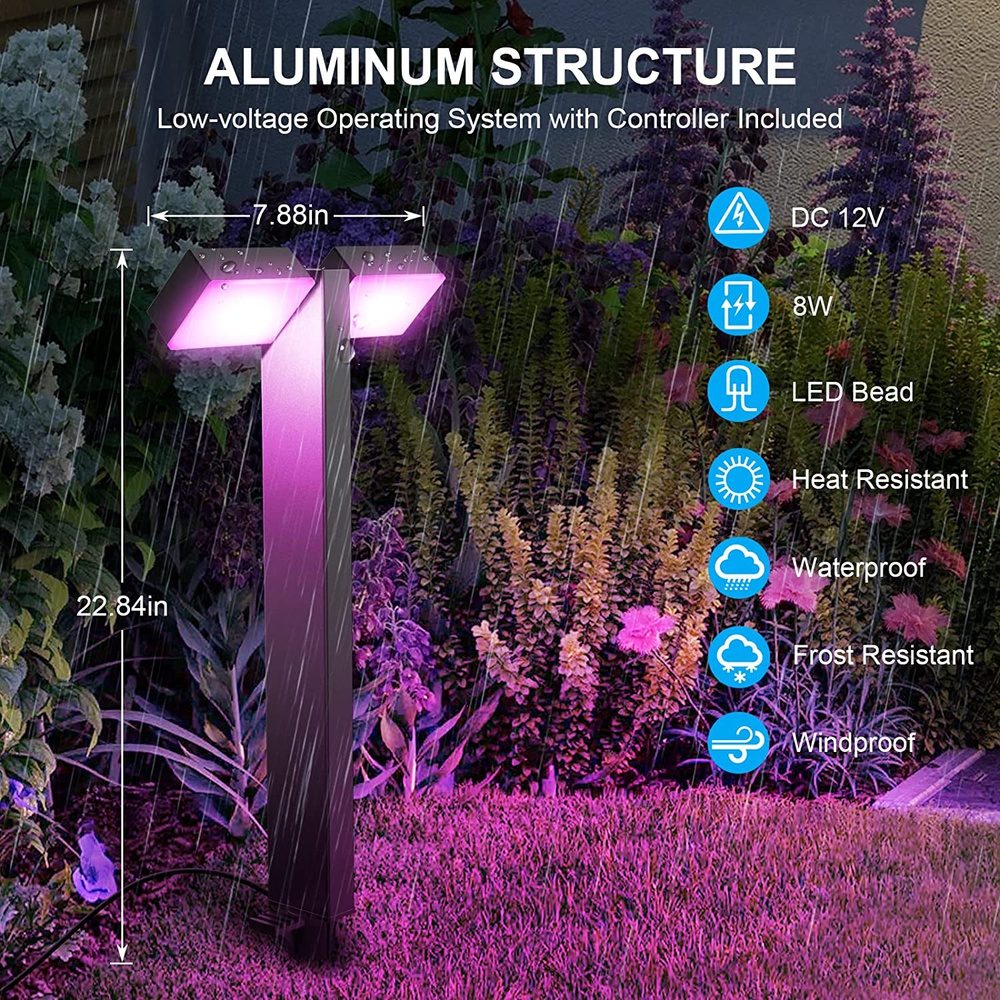 ALPR08 8-Pack RGB LED Landscape Pathway Lights Package, 4.5W Low Volta –  Sun Bright Lighting