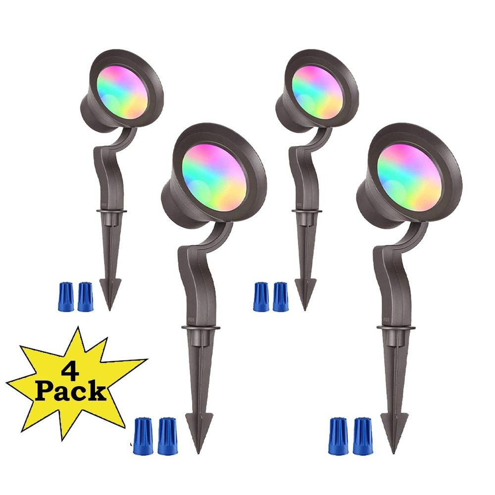 ALSR03 4-Pack RGB LED Landscape Spot Lights Package, 12W Low Voltage 12V Directional Landscape Lighting | Sun Bright Lighting