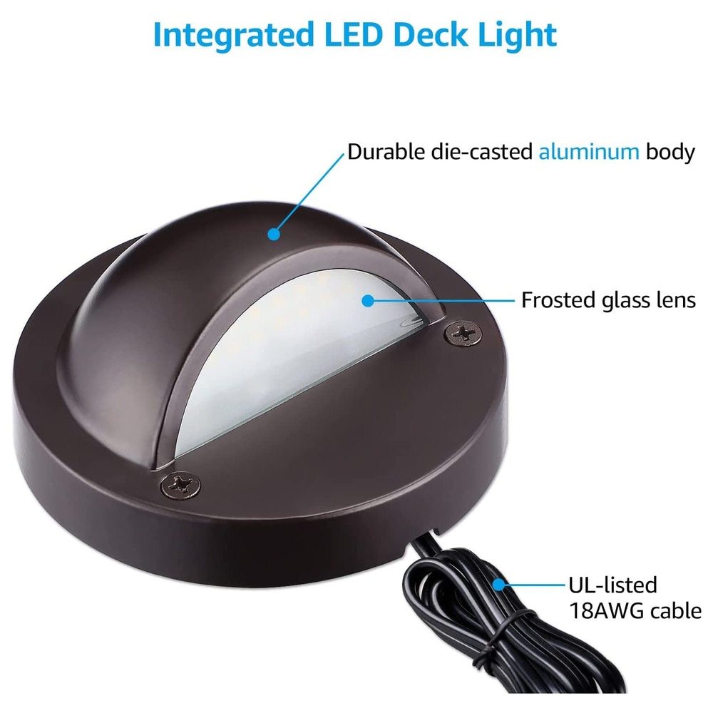 6-Pack of STLA10 Low Voltage Step Lights  Outdoor Deck Lights – Sun Bright  Lighting