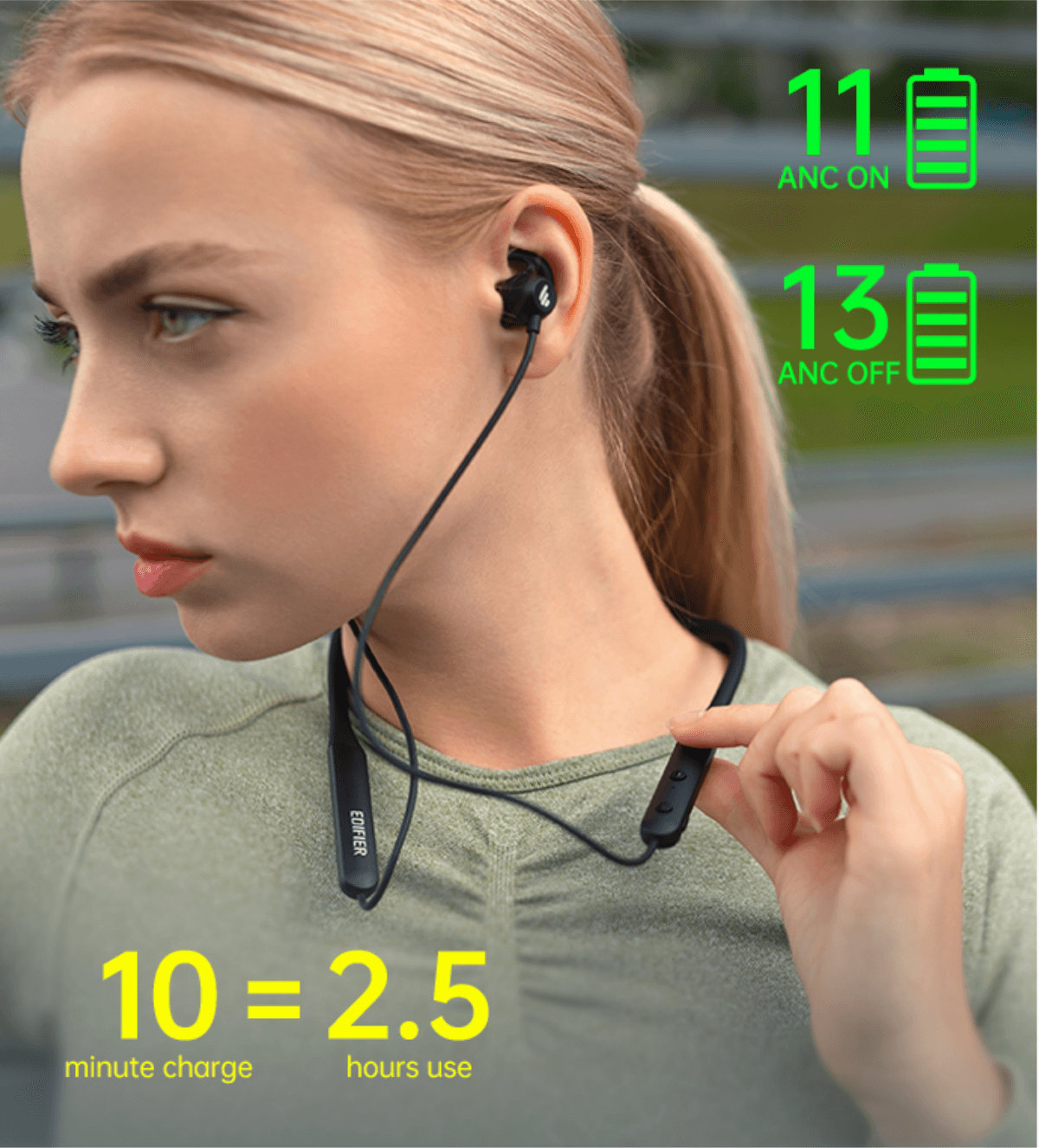 A girl wearing W820NB sports headphone