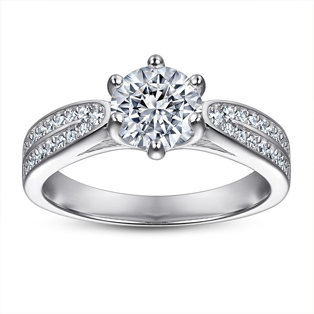 925 Sterling Silver Solitaire Moissanite Engagement Ring For Sale