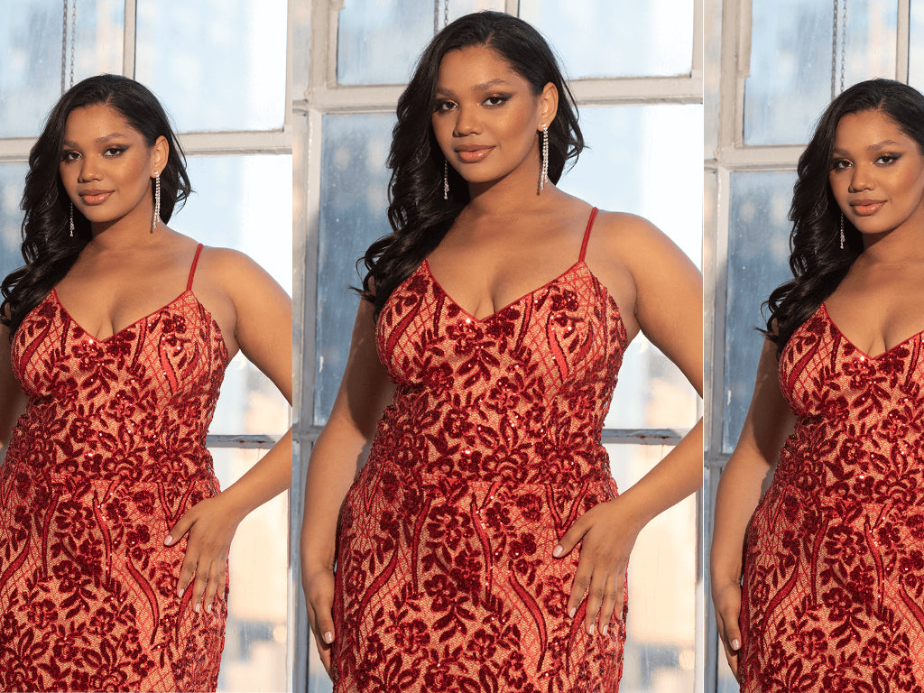 red plus size prom dress 2023