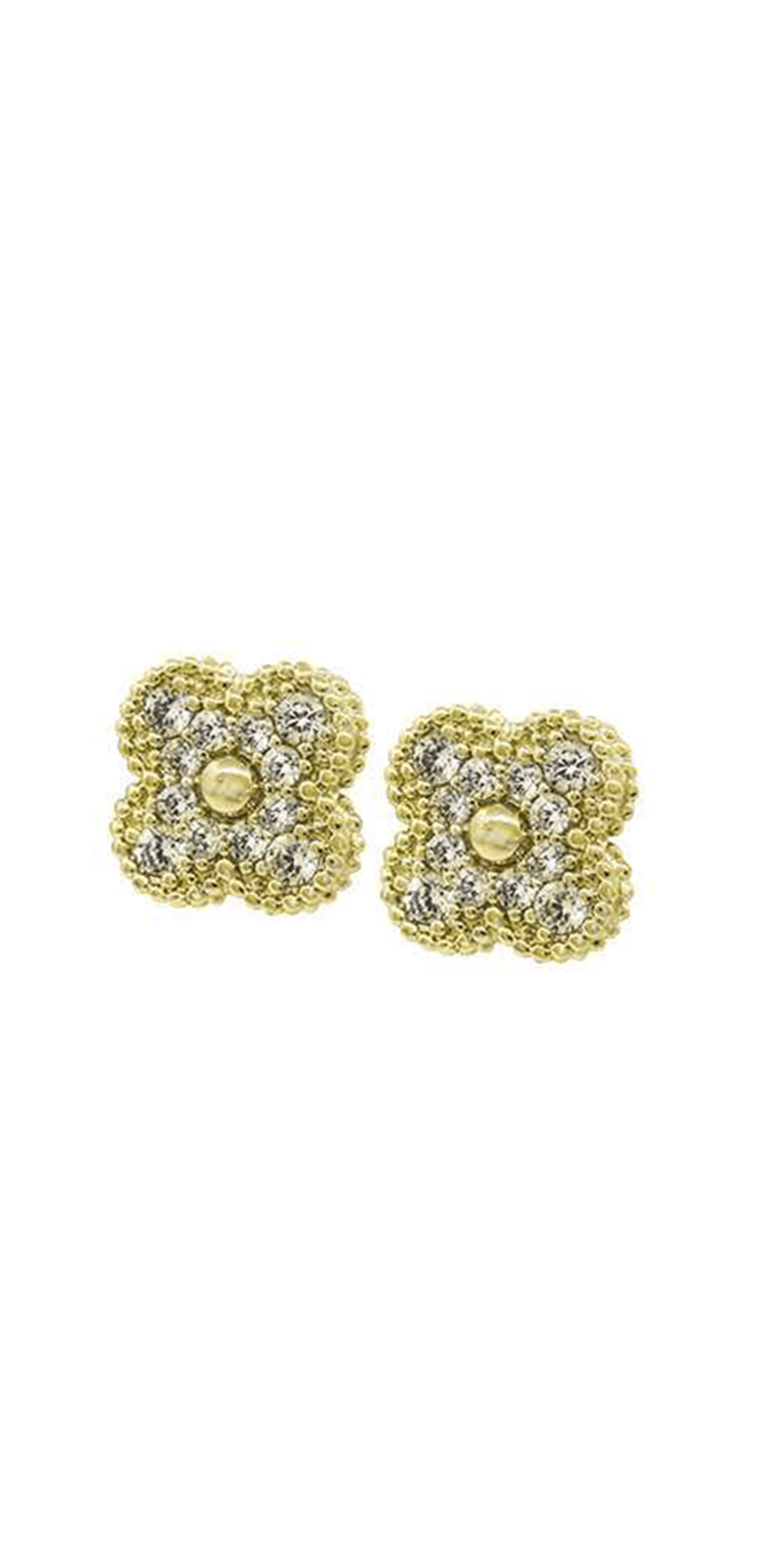 Clover Rhinestone Stud Earrings