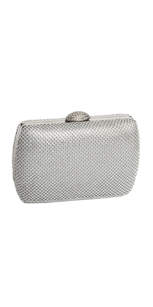 A classy Ande silver lame evening bag with the most darling silver bam