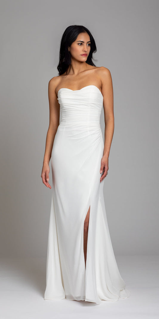 Luxe A1071W Sexy Strapless Slit Leg Wedding Dress