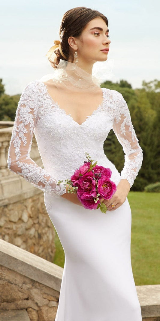 INESSA  Illusion Lace Long Sleeve Wedding Dress – Envious Bridal & Formal