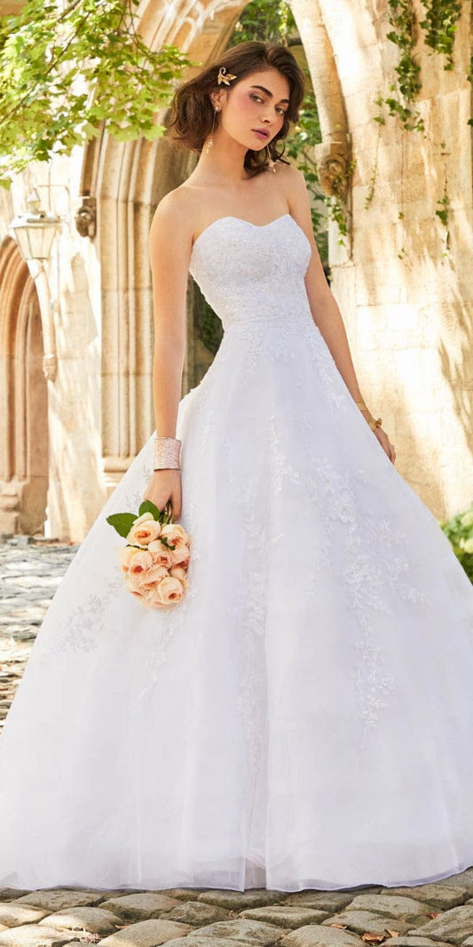 Strapless Lace Applique Tulle Ballgown