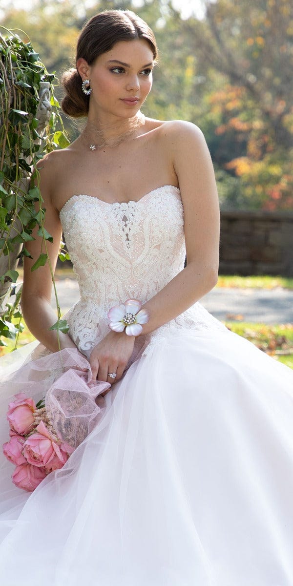 Embellished Embroidered Strapless Tulle Ballgown