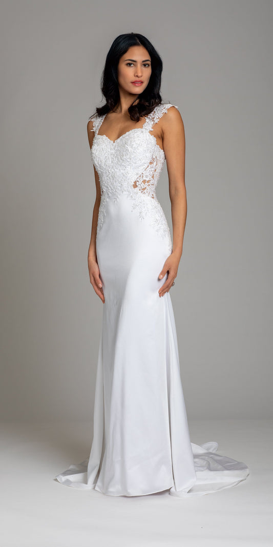 F211013 Beaded Sweetheart Neckline & Embroidered Lace Wedding Dress