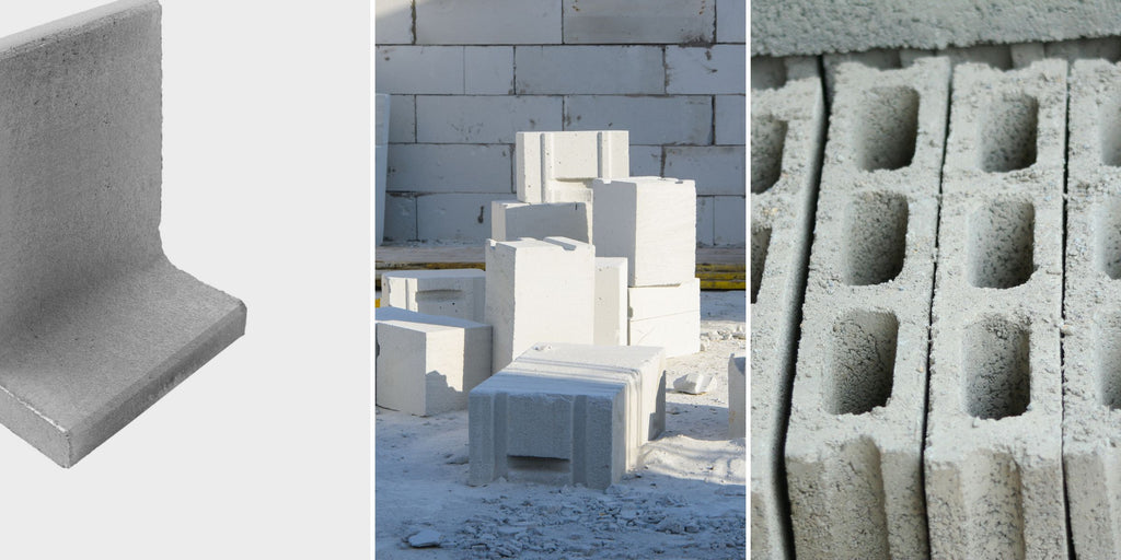 Types of concrete block - L block, shuttering block, hollow block