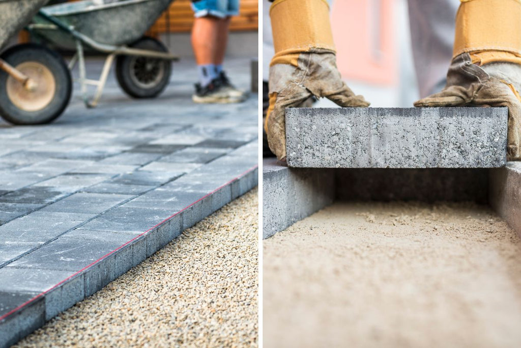 Betonplatten verlegen nach dem Schneiden