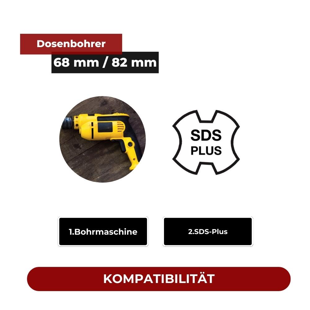 La perceuse à douille diamantée de 82 mm s'adapte à de nombreuses perceuses avec un support standard ou avec un adaptateur pour SDS et tournevis sans fil