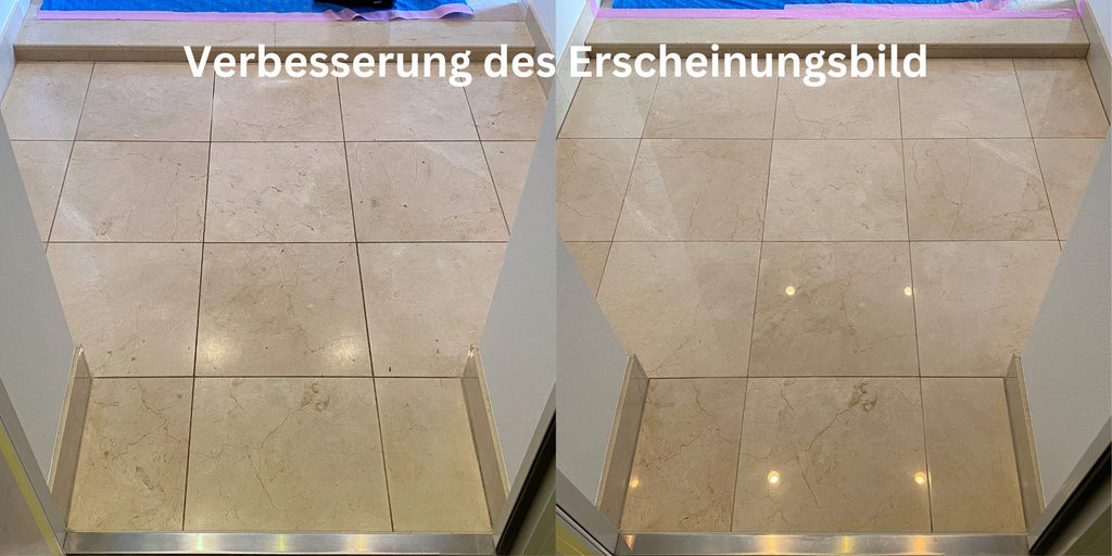 Tiles polished and unpolished before/after.