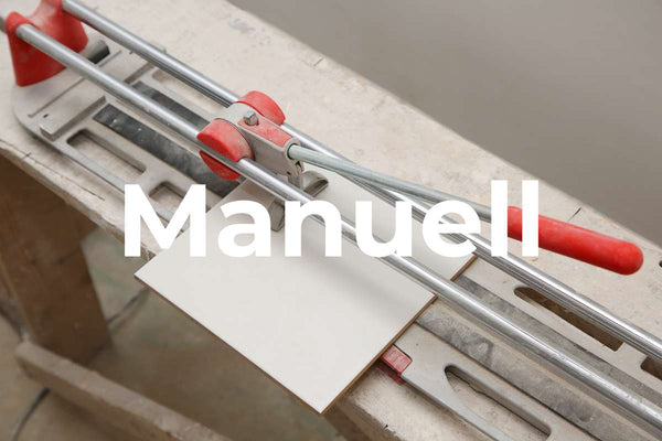 Manual tile cutter with cutting wheel and lever