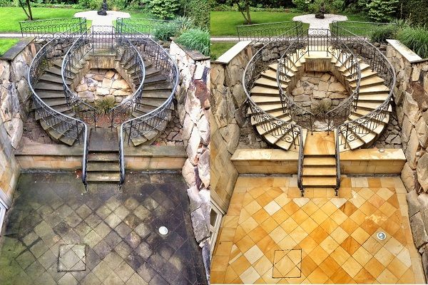 Natural stone renovation before after