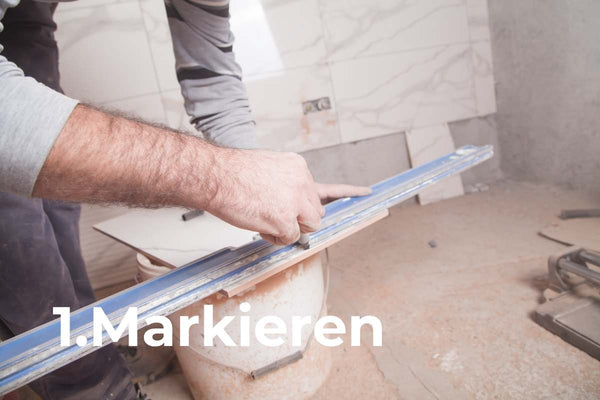 Mark the cut edge of the ceramic tile