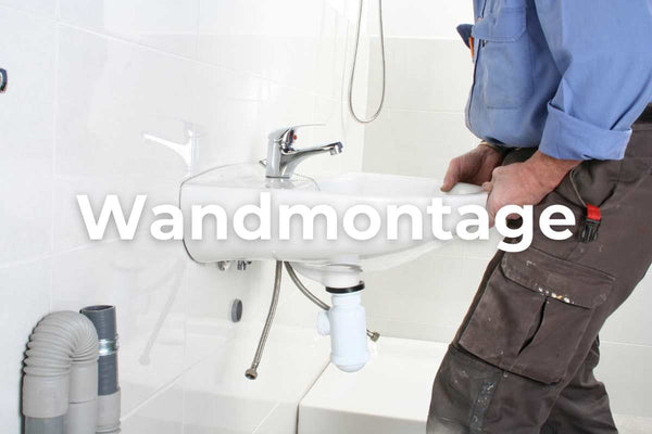 Waschbecken wird an der Wand mit Befestigungen montiert