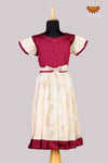 White With Maroon Long Gown For Baby Girls