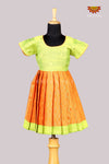 Green With Orange Long Gown For Baby Girls