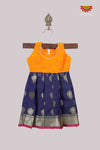 Navy Blue Bhutta Paithani Baby Frock For Girls