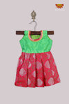 Green With Red Baby Frock For Girls