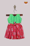 Green With Red Baby Frock For Girls