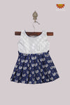 Silver With Blue Baby Frock For Girls