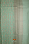 Teal Green Hand Embroidered Beads Chanderi Saree For Women