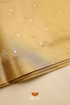 Mustard Yellow Embroidered Thread Worked Chanderi Saree For Women