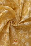 Mustard Yellow Embroidered Thread Worked Chanderi Saree For Women