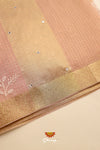 Peach Embroidered Thread Worked Chanderi Saree For Women