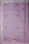 Purple Embroidered Thread Worked Chanderi Saree For Women